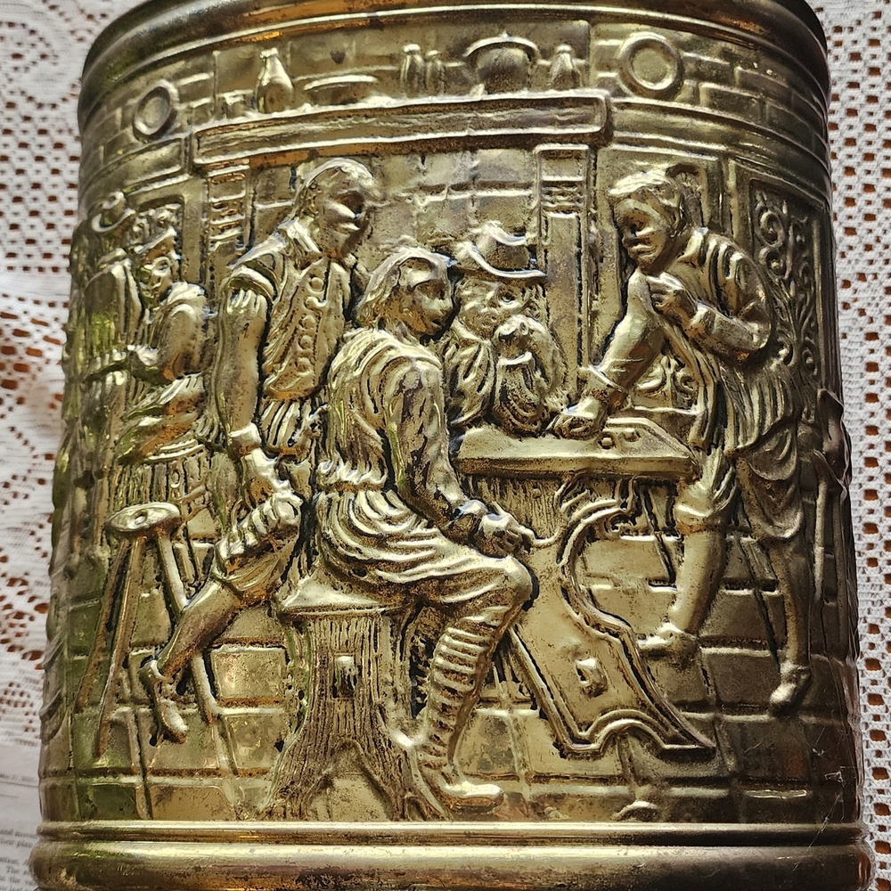 Vintage Gold Embossed Metal Container